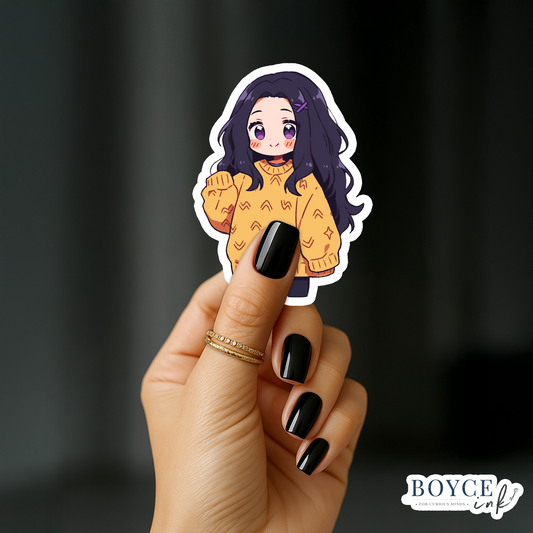 3" Sticker | Chibi Girl in Oversized Yellow Sweater