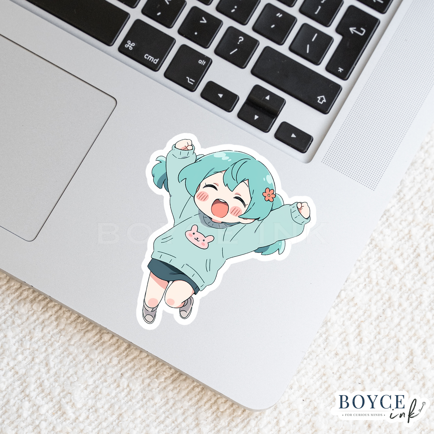 3" Sticker | Happy Chibi Girl Jumping