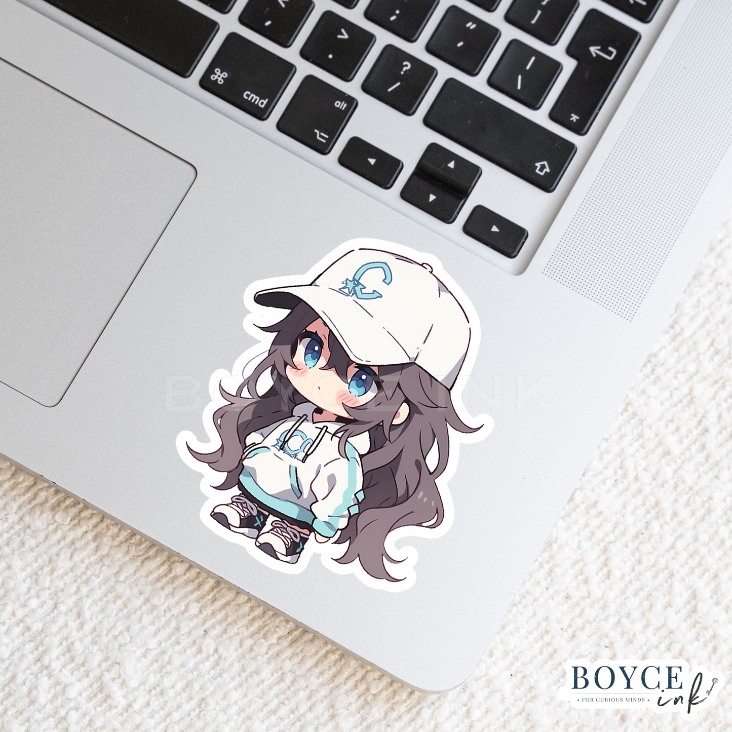3" Sticker | Cute Chibi in Hat & Hoodie