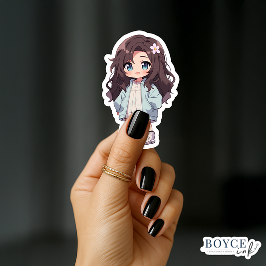 3" Sticker | Cute Chibi with Flower