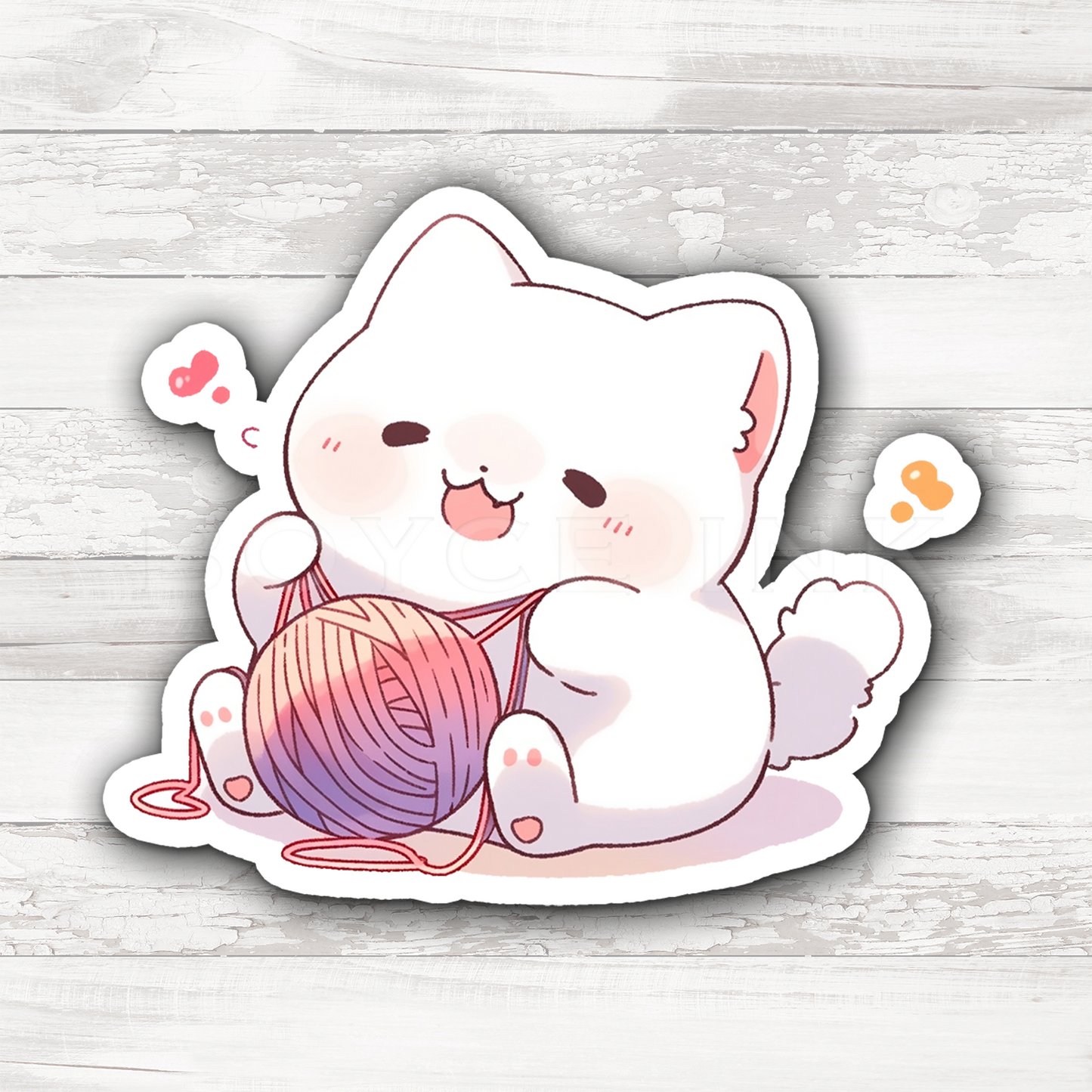 3" Sticker | Playful White Kitten