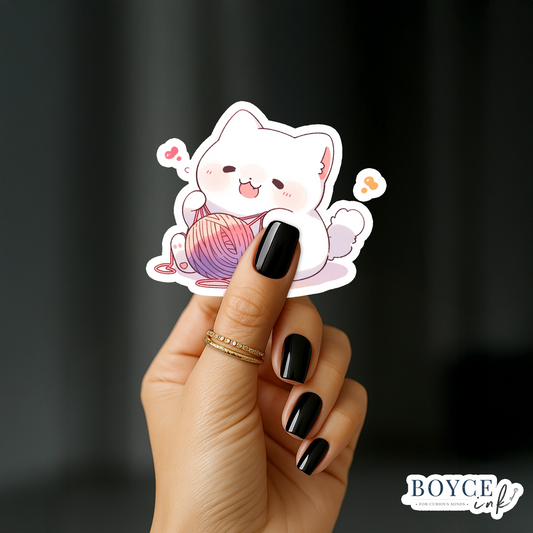 3" Sticker | Playful White Kitten