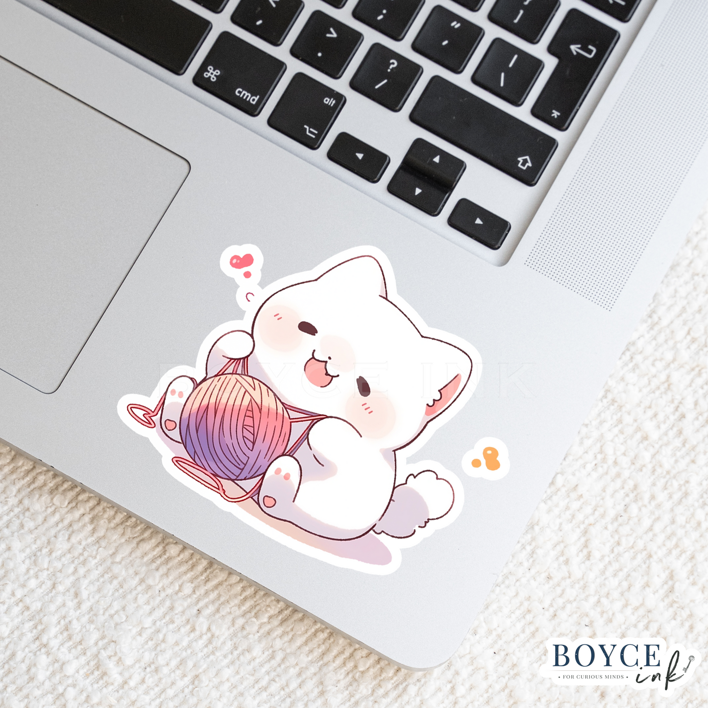 3" Sticker | Playful White Kitten