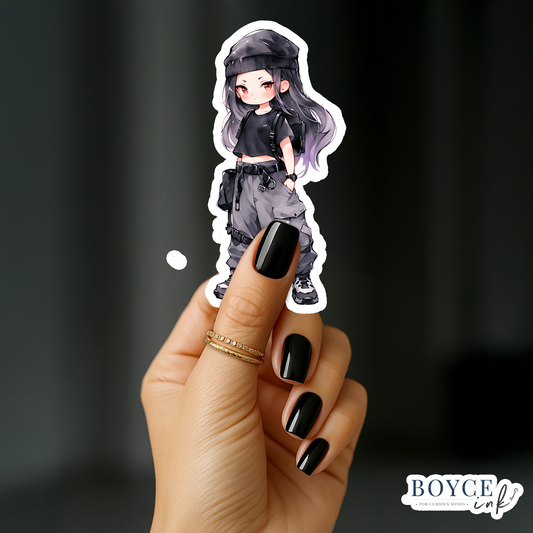3" Sticker | Cute Goth Purple & Black Chibi Girl