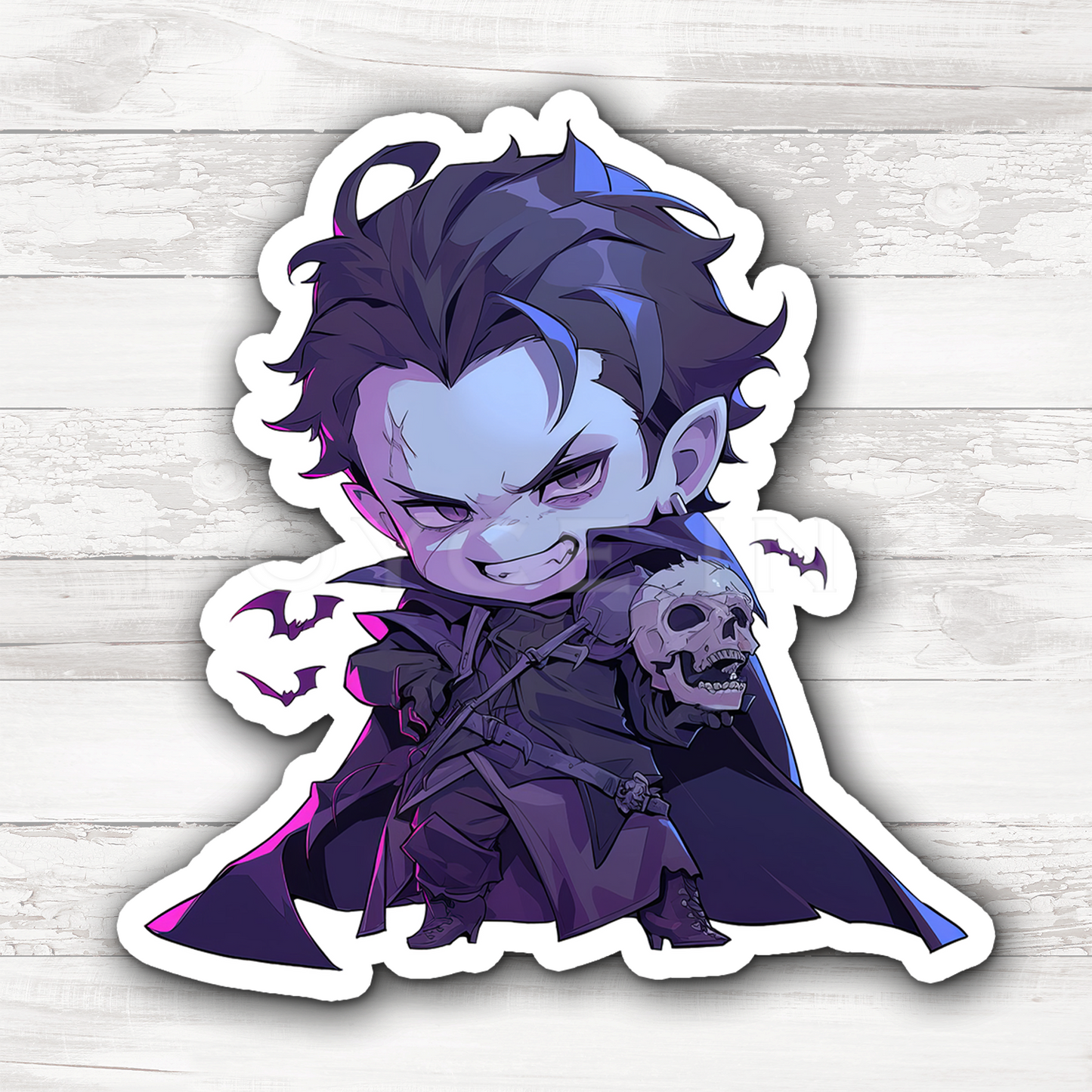3" Sticker | Necromancer Vampire Chibi with Skull