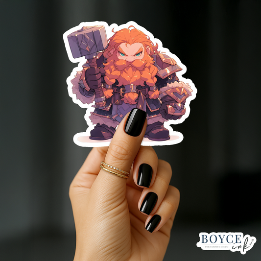 3" Sticker | Dwarf Warrior with Battle Hammer