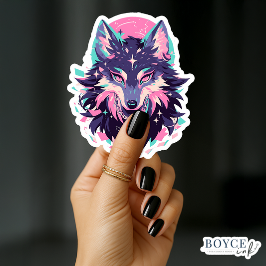 3" Sticker | Celestial Moon Wolf