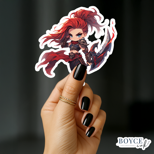 3" Sticker | Chibi Fire Warrior Girl