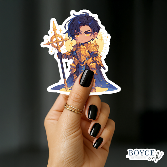 3" Sticker | Chibi Paladin Warrior in Golden Armor