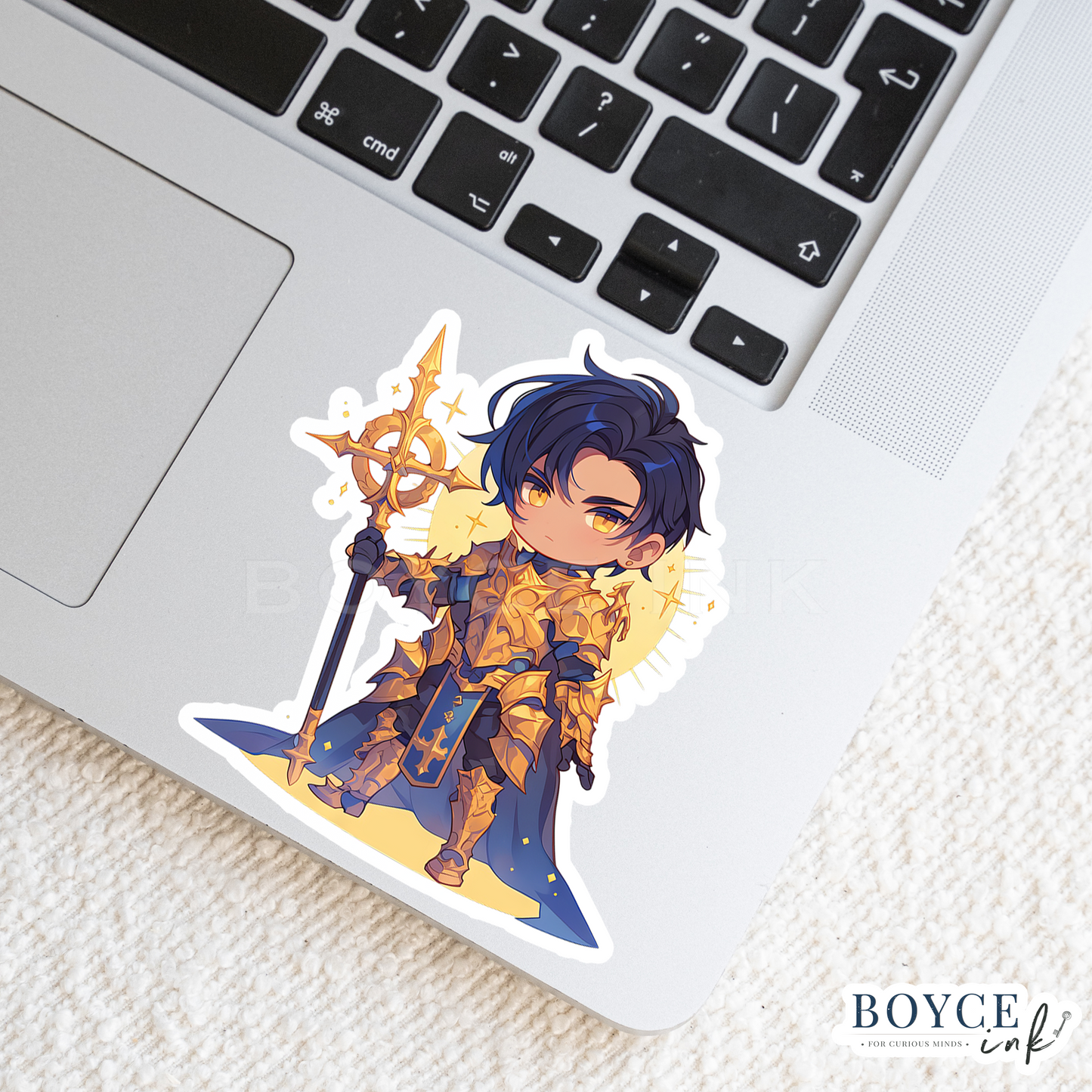 3" Sticker | Chibi Paladin Warrior in Golden Armor
