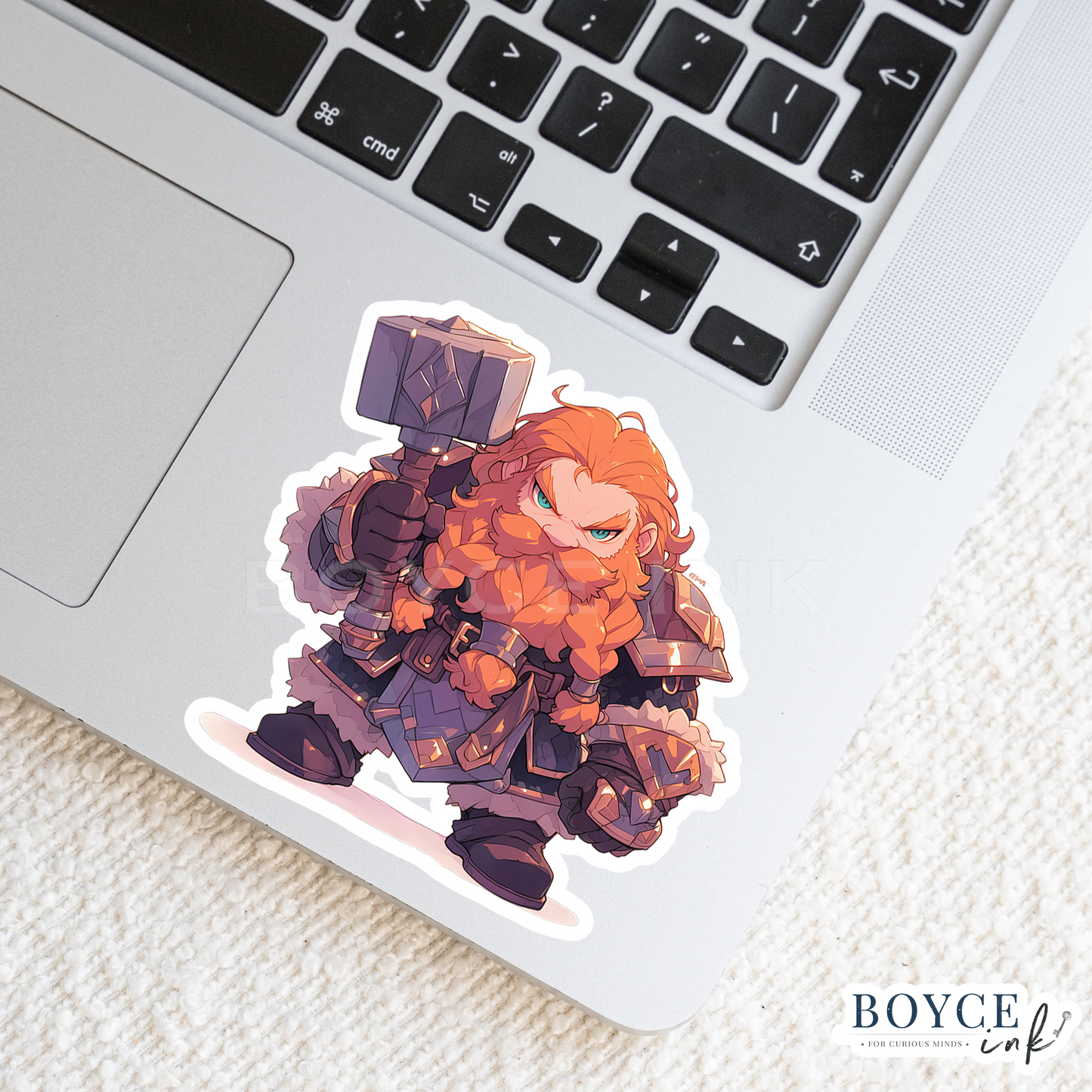 3" Sticker | Dwarf Warrior with Battle Hammer