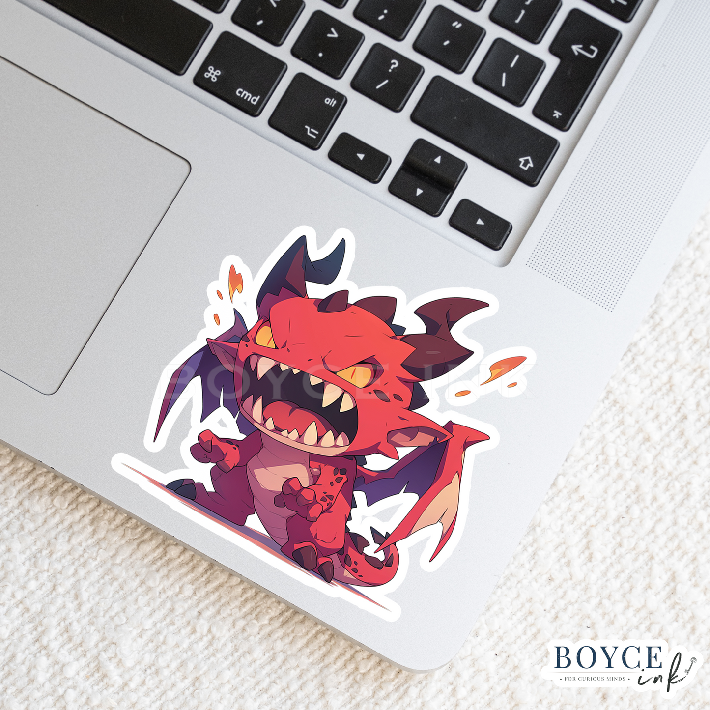 3" Sticker | Cute Snarling Red Dragon