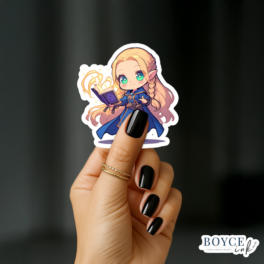 3" Sticker | Blonde Mage with Spell Book