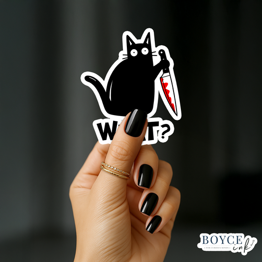 3" Sticker | What Cat with Knife