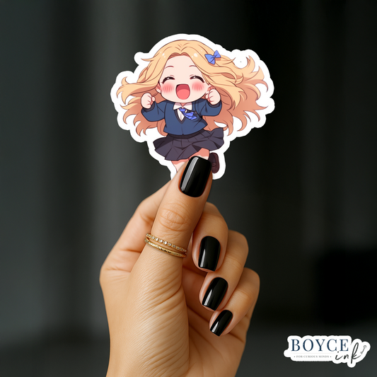 3" Sticker | Happy Chibi School Girl