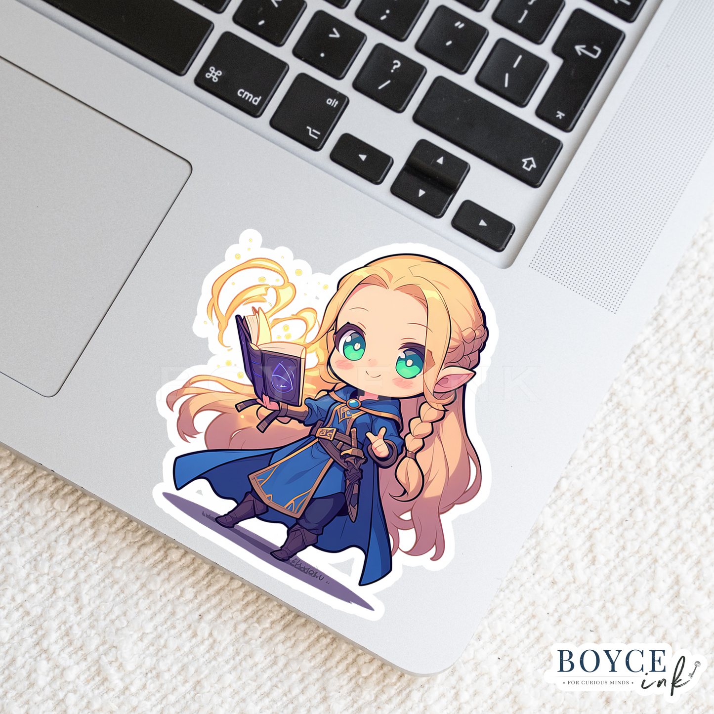 3" Sticker | Blonde Mage with Spell Book