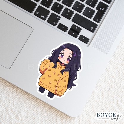 3" Sticker | Chibi Girl in Oversized Yellow Sweater