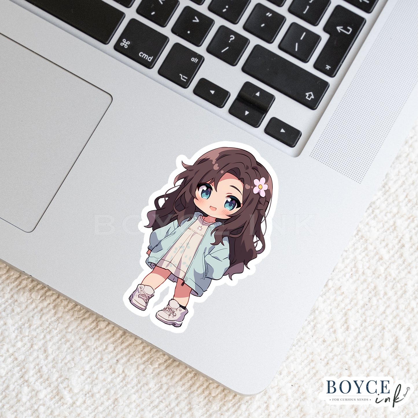 3" Sticker | Cute Chibi with Flower