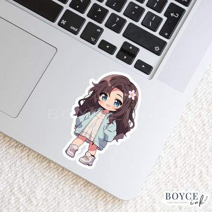 3" Sticker | Cute Chibi with Flower