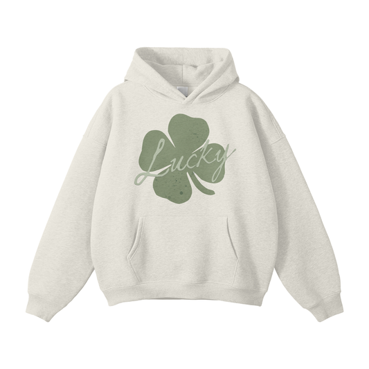 Lucky Four-Leaf Clover | Oversized Solid Color Fleece Hoodie