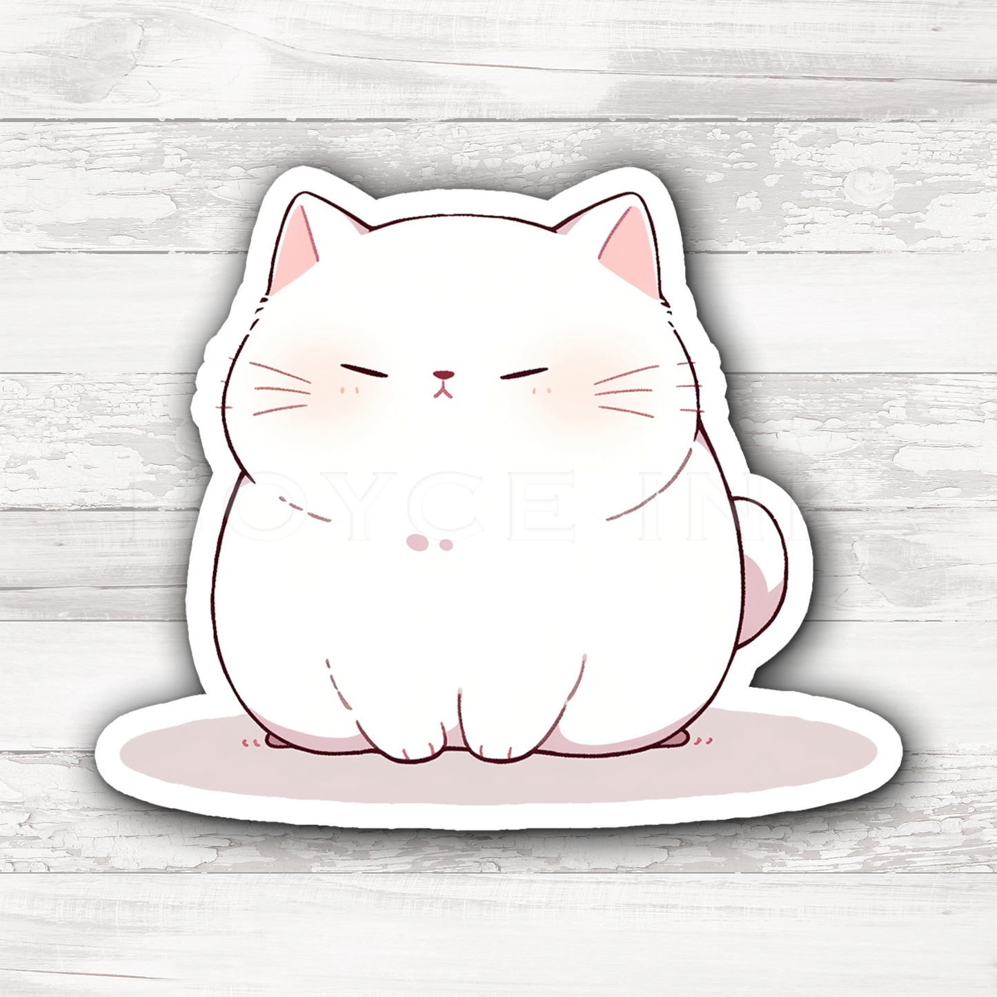 3" Sticker | Grumpy White Kitten