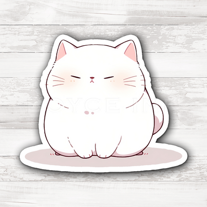 3" Sticker | Grumpy White Kitten