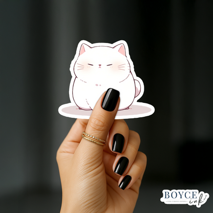 3" Sticker | Grumpy White Kitten