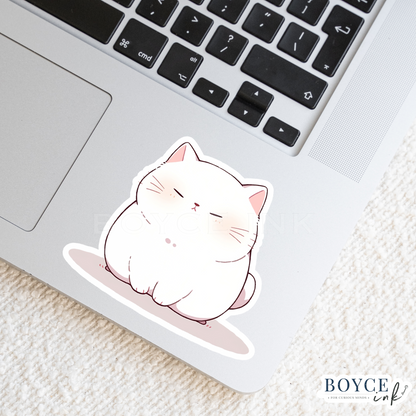 3" Sticker | Grumpy White Kitten