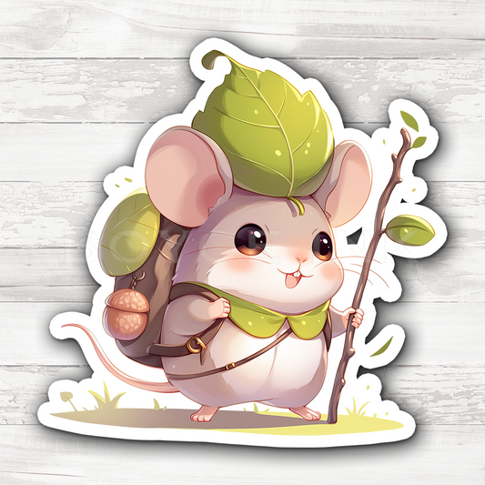 3" Sticker | Cute Adventurer Mouse (with adorable little backpack!)