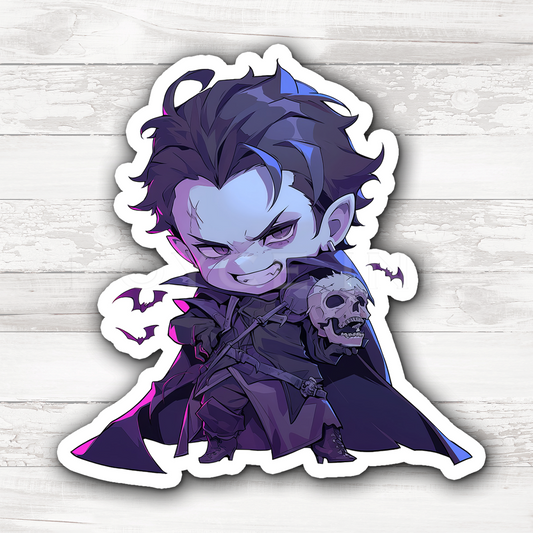 3" Sticker | Necromancer Vampire Chibi with Skull