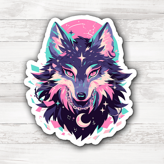 3" Sticker | Celestial Moon Wolf