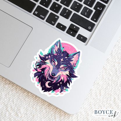 3" Sticker | Celestial Moon Wolf
