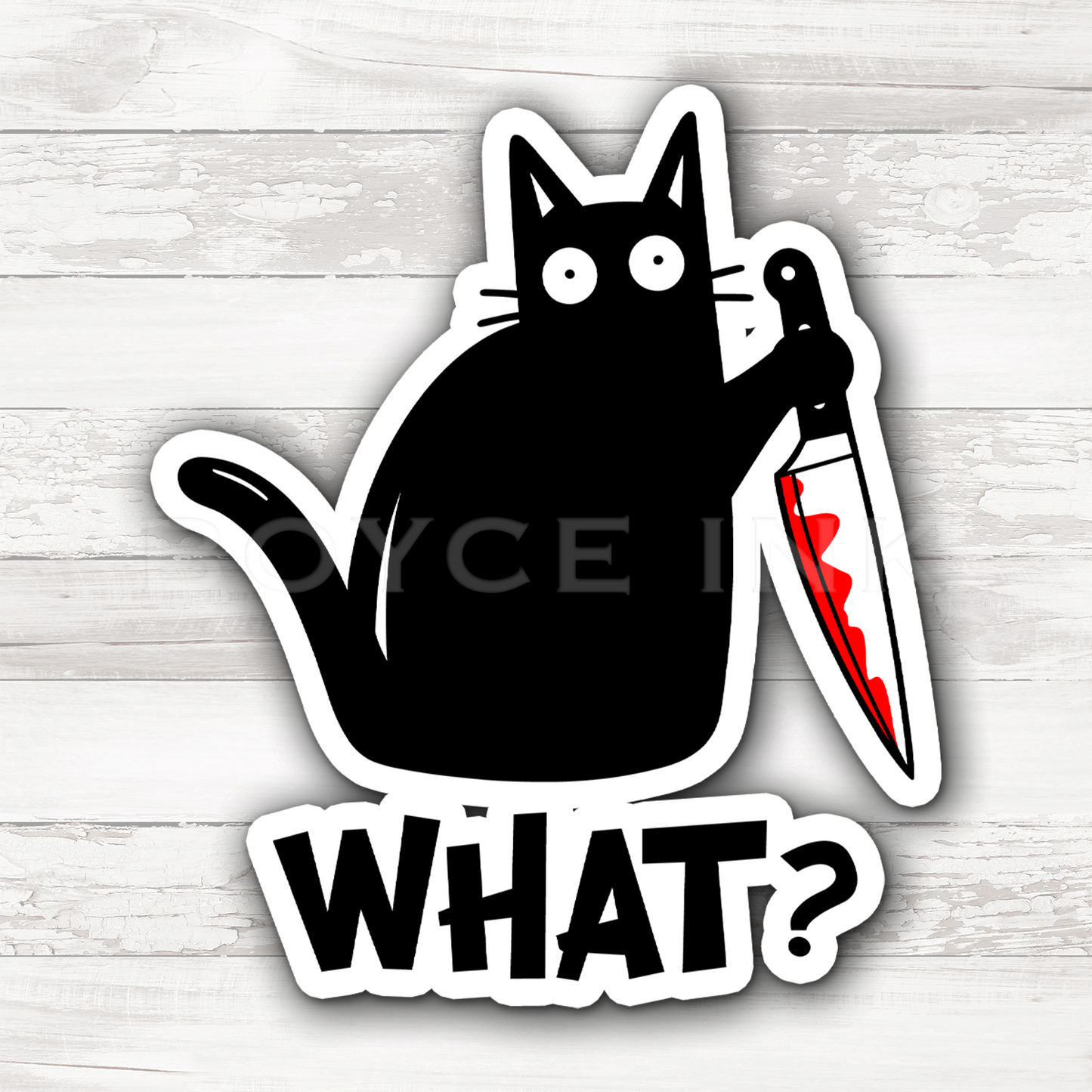 3" Sticker | What Cat with Knife