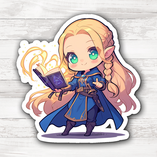3" Sticker | Blonde Mage with Spell Book