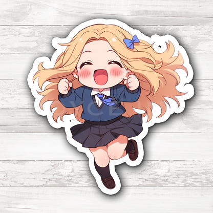 3" Sticker | Happy Chibi School Girl