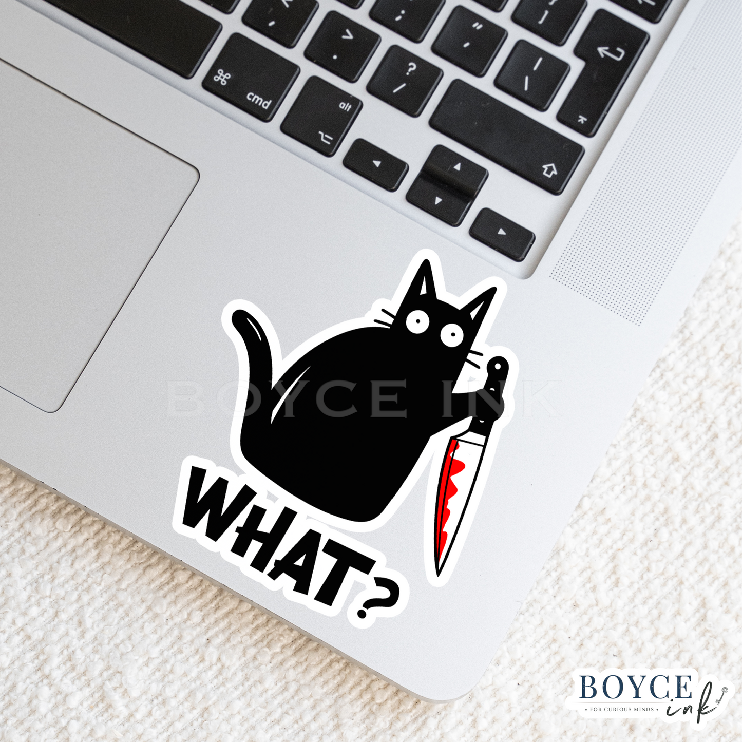 3" Sticker | What Cat with Knife