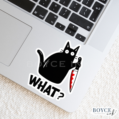 3" Sticker | What Cat with Knife