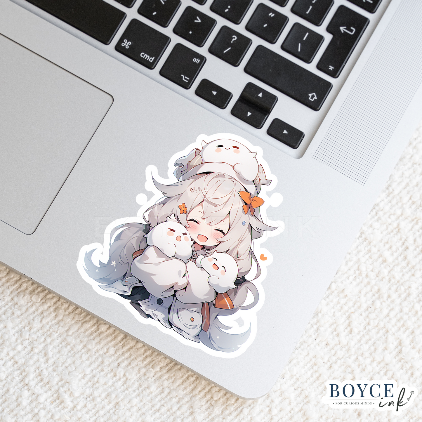 3" Sticker | "I Want Them All!" Cute Chibi Girl with Ghosts