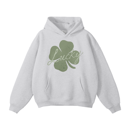 Lucky Four-Leaf Clover | Oversized Solid Color Fleece Hoodie